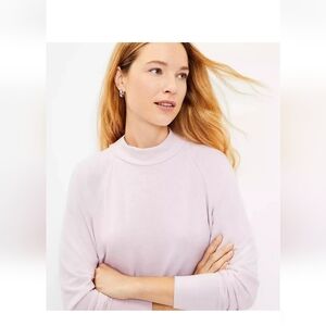 LOFT Mock Neck Shirttail Tunic Top Light Pink, L